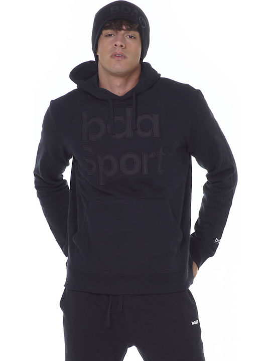 Body Action Herren Sweatshirt mit Kapuze und Taschen Schwarz