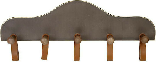 Espiel Wall Hanger Metal 5 Hooks Brown 63x7.5x24cm