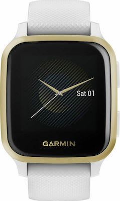 Garmin Venu SQ Aluminiu 37mm Ceas inteligent cu pulsometru (White with Light Gold Bezel)