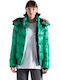 High Shine Toya Κοντό Γυναικείο Puffer Μπουφάν με Γούνινη Κουκούλα για Χειμώνα Πράσινο