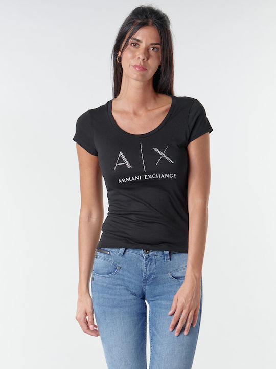 Armani Exchange Women's T-Shirt Black Logo Print