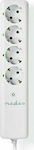 Nedis 4-Outlet Power Strip 1.7m White Τηλεχειριζόμενο RF