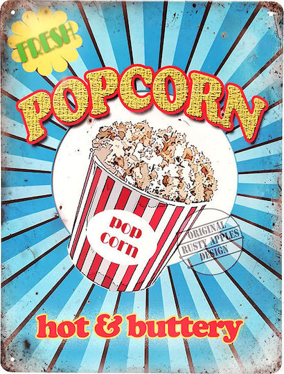 SP Souliotis Διακοσμητική Πινακίδα Popcorn Χειροποίητη από Μέταλλο 33x33cm