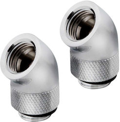 Corsair Hydro X Series 45° Rotary Adapter Twin Pack Fittings Silver Corsair Hydro X Series 45° Rotary Adapter Twin Pack Fittings Silver