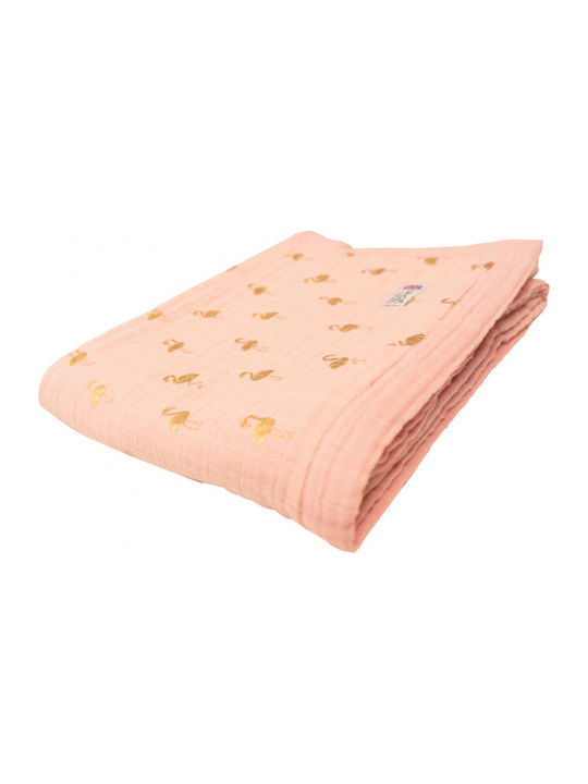 Bizzi Growin Blanket Cot Baby Blanket Flamingo Cotton Pink 110x130cm