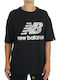 New Balance Women's Athletic Oversized T-shirt Animal Print Black