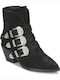 Leder Stiefeletten Damen Schwarz