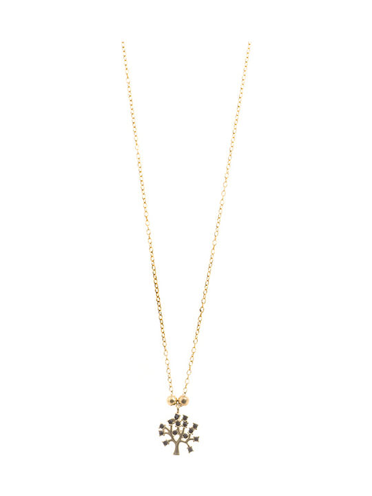 Gold Plated Silver Necklace with Design and Zircon - TTG91