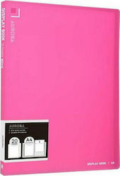 Deli Clipboard Flexible with 20 plastic sleeves Slides for Paper A4 Pink Aurora 1pcs