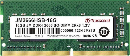 Transcend Jetram DDR4 με Module 1x16GB και Ταχύτητα 2666 για Laptop