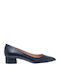 Mourtzi Leather Pointed Toe Navy Blue Heels