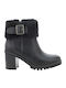 Elisiana Leather Women's Ankle Boots with High Heel & Fur Black