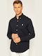 Long-sleeved Cotton Shirt Navy Blue