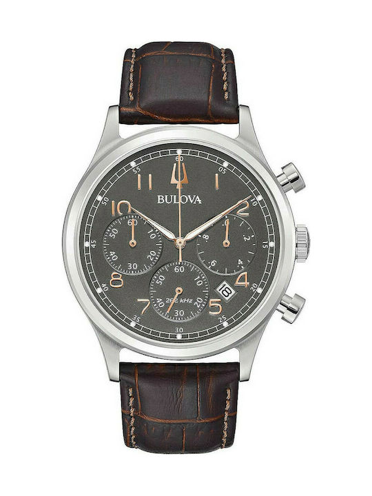 Bulova Classic Ρολόι Χρονογράφος Μπαταρίας με Δερμάτινο Λουράκι σε Μαύρο χρώμα