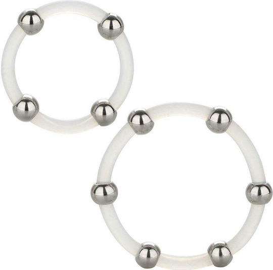 Calexotics Steel Beaded Silicone Ring Set Set Cock Rings Schwanz Clear 2Stück