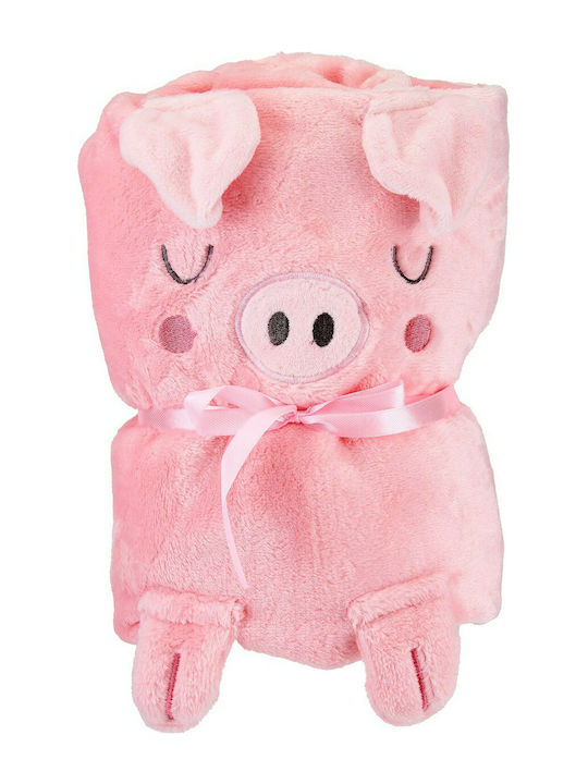 Sass & Belle Одеяло Детски пелени за пелени Pig Флийс Розов 70x105см.