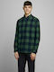 Jack & Jones Men's Checked Shirt with Long Sleeves Regular Fit Trekking Green