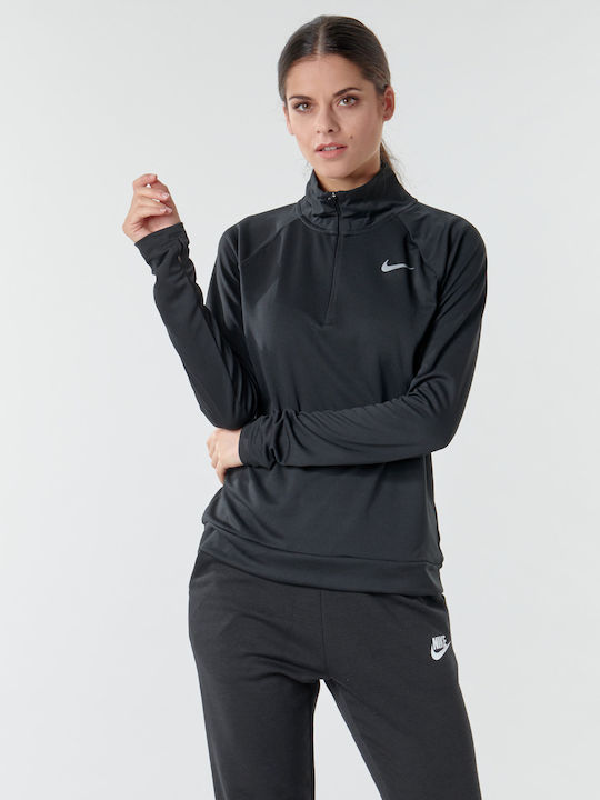 Nike Dri-Fit Pacer Μακρυμάνικη Γυναικεία Αθλητική Μπλούζα Μαύρη