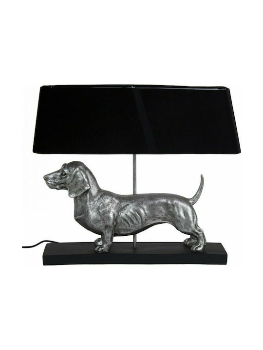 Zaros Plastic Table Lamp with Black Shade and Silver Base