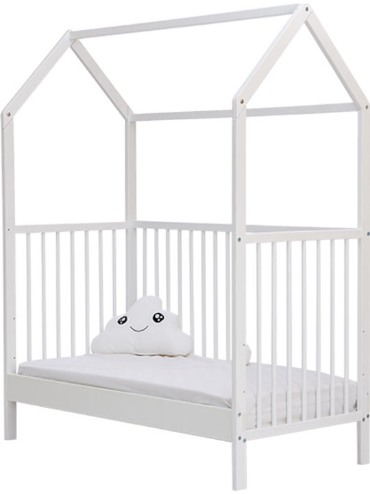 Mother Baby Κούνια Σπιτάκι Montessori Λευκό για Στρώμα 60x120cm