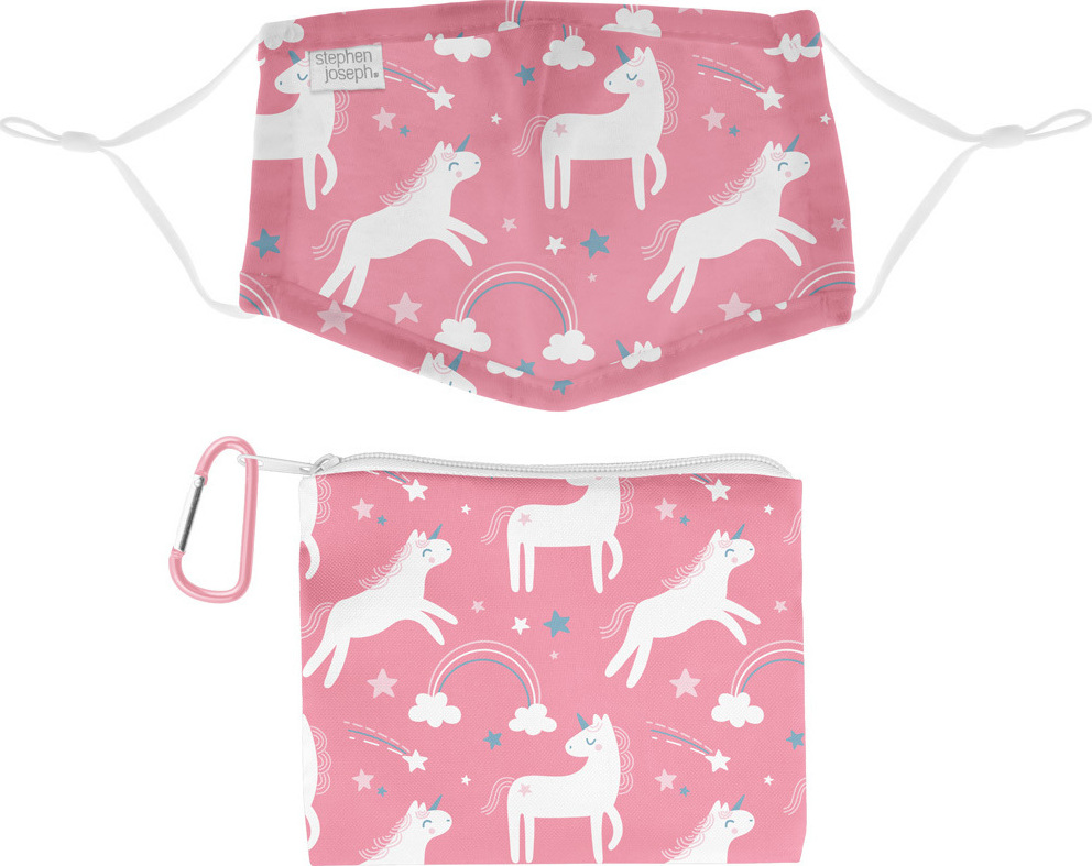 Stephen Joseph Kids Face Mask 36 Years Old & Travel Pouch Unicorn 1τμχ