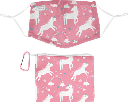 Stephen Joseph Kids Face Mask 3-6 Years Old & Travel Pouch Маска за защита Тъканна за деца Розов SJ122221 1бр