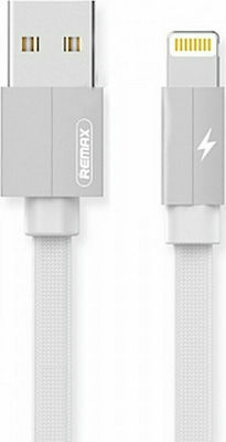 Remax Kerolla RC-094i Geflochten / Flach USB-A zu Lightning Kabel Weiß 2m