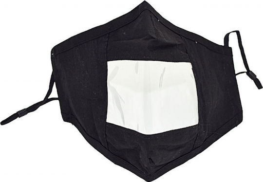 Digas Fabric Mask for Unimpeded Communication Protective Mask Fabric with Clear Window Black 23380-50 1pcs