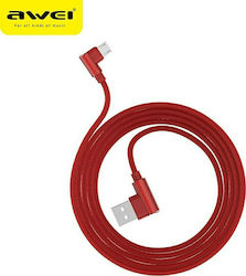Awei CL-56 Winkel (90°) / Geflochten USB 2.0 auf Micro-USB-Kabel Rot 1.2m 1Stück