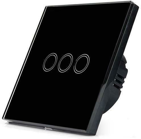Next Systems Smart Touch Switch 3 Gangs Χωνευτός Διακόπτης Τοίχου Αφής Wi-Fi Μαύρος