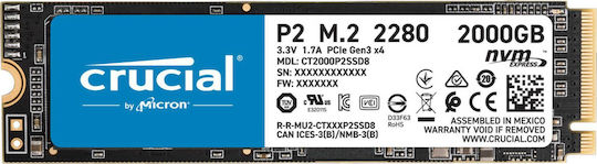 Crucial P2 SSD 2TB M.2 NVMe PCI Express 3.0 CT2000P2SSD8