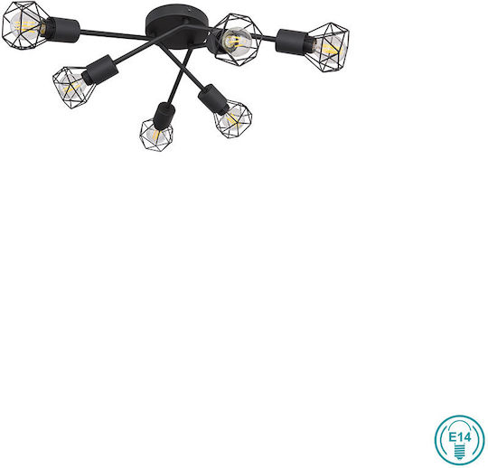 Globo Lighting Xara I Таванно осветление Черен с Фасунга E14