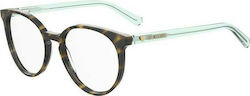 Moschino Plastic Eyeglass Frame Brown Tortoise MOL565 086