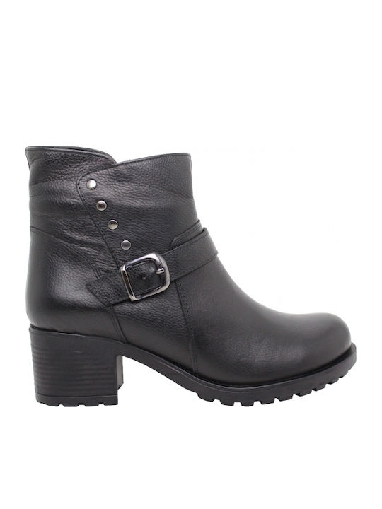 Ghete dama de piele cu platforme pentru femei cu toc negru