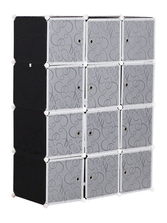 Plastic Shoe Organizer with 4 Shelves Black 111x47x145cm