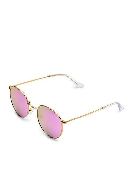 Paltons Talaso Unisex Sonnenbrille mit Rose Gold Metall Gestell und Lila Polarisiert Linse