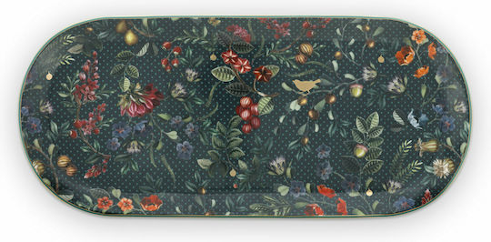 PiP Studio Winter Wonderland Overall Servierplatte Oval aus Porzellan Dark Blue 33.3x15.5cm 1Stück