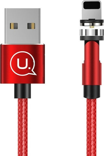Usams SJ472 U59 Geflochten / Magnetisch Abnehmbar USB-A zu Lightning Kabel Rot 1m (SJ472USB02)