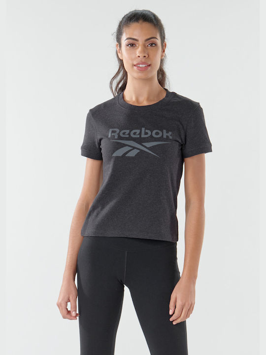 Reebok Texture Logo Γυναικείο Αθλητικό T-shirt Μαύρο