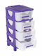 Homeplast Venus Perforated Plastic Drawers 4 Tiers Purple 42x38x77cm