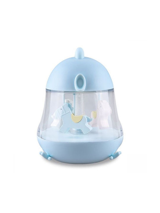 Rabbit & Friends Rotating Kids Decorative Lamp Carousel with Color Changes Blue 12.1x13x15.7εκ.