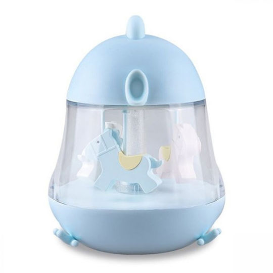 Rabbit & Friends Rotating Kids Decorative Lamp Carousel with Color Changes Blue 12.1x13x15.7εκ.