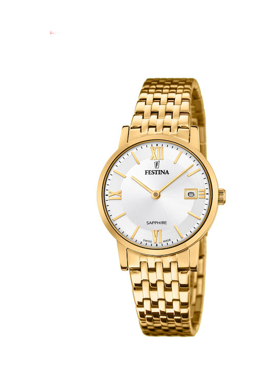 Festina Ceas Dama 29.3mm Baterie Cu Brățară Din Oțel Auriu