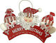 XMASfest Christmas Fabric Figure Sign Red Length 30cm Merry Christmas With 3 Figures 30x15cm