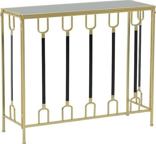 Console Table Metal with Glass Surface Gold / Black L92xW32xH78cm