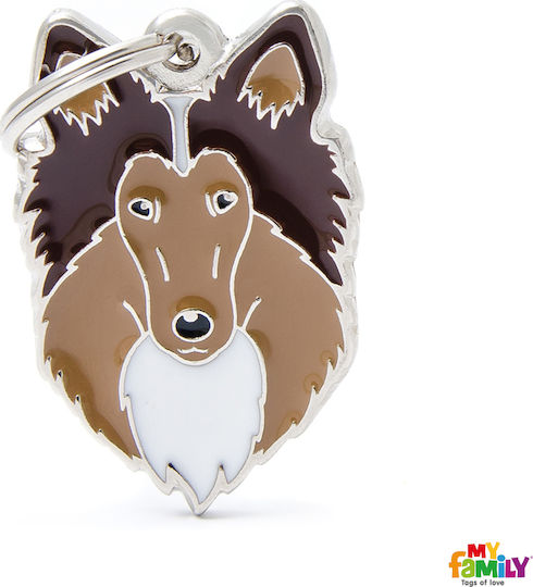 My Family Friends Collie Dog ID Tag Brown Metal Personalized