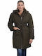 Splendid Women's Long Parka Jacket for Winter with Detachable Hood Khaki