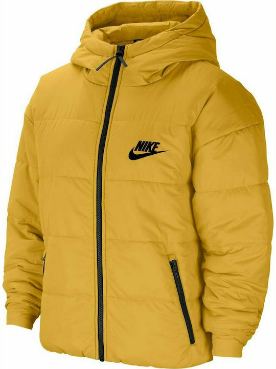 Nike Sportswear Κοντό Γυναικείο Puffer Μπουφάν για Χειμώνα Κίτρινο