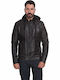 Biston Herren Winter Jacke Leder Braun