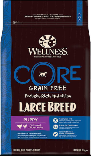 Wellness Wellness Core Large Breed Puppy 10kg Dry Food Grain-Free for Large Breed Puppies with Turkey and Chicken